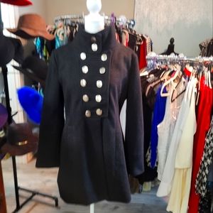 Papillon Black Victorian Revival Military Style Hip Length Jacket